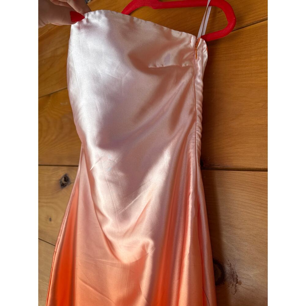 NWT Lulus Indescribable Poise Peach Ombre Satin Strapless Midi Dress Banquet M - Picture 5 of 7